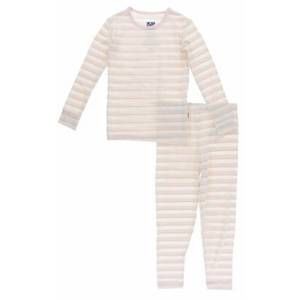 NEW KICKEE kids' long sleeve pajama set in everyday hero sweet stripe
